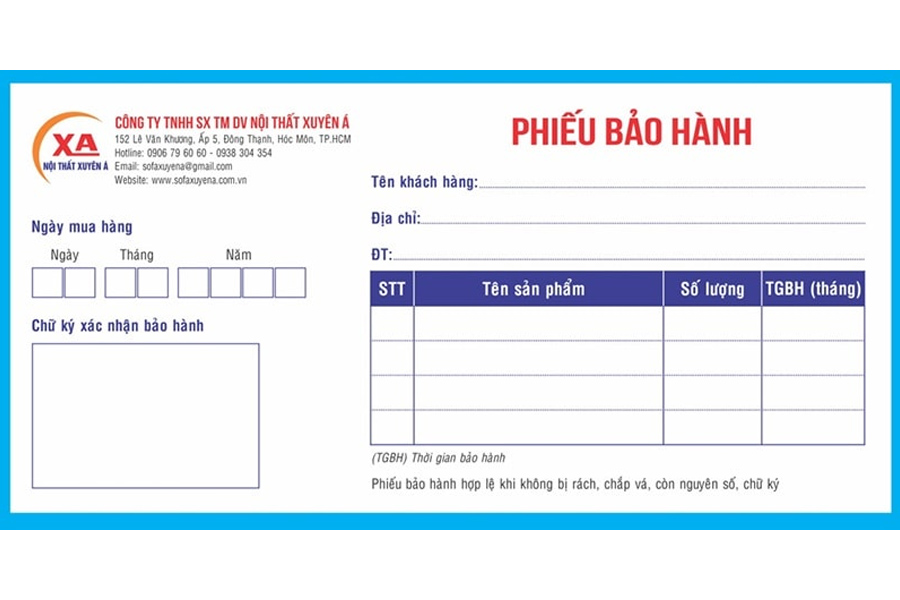 Lưu ý về chế độ bảo hành