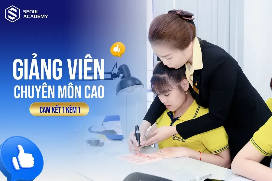 Học nghề tại Seoul Academy học viên sẽ được trực tiếp giảng viên kèm 1:1 cho đến khi vững tay nghề