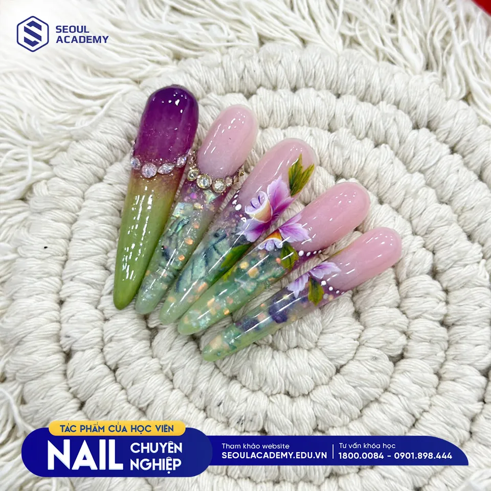 Tác phẩm vẽ nail chuyên nghiệp của học viên tại Seoul Academy