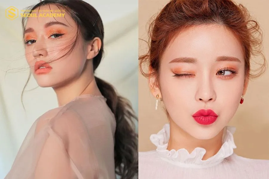 Makeup nữ tone cam hồng thời thượng