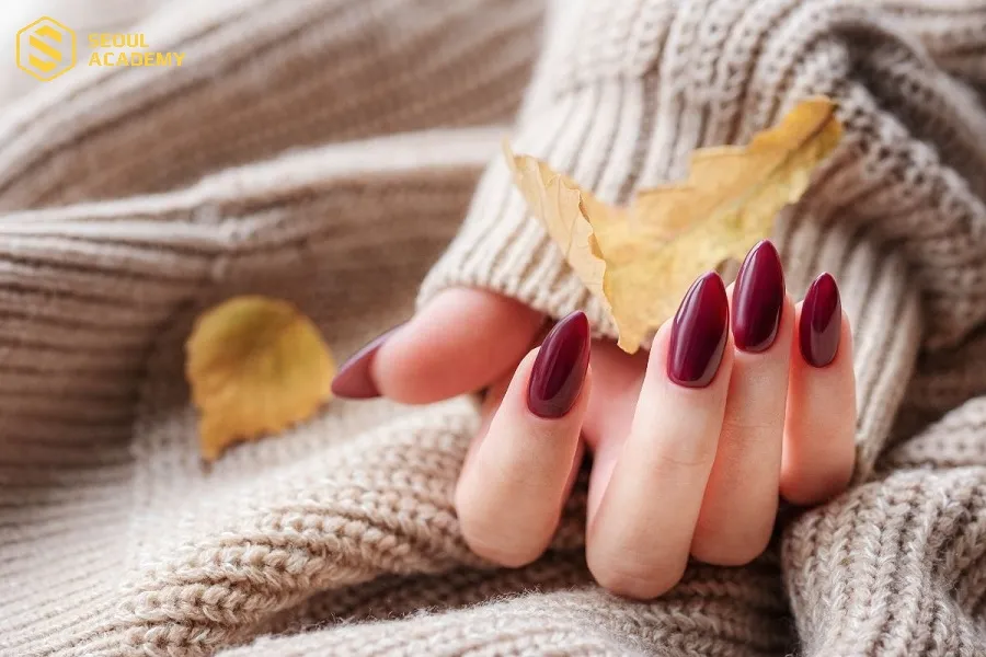 Nail đỏ mận sang trọng, tôn da, hoàn hảo cho phong cách quý phái