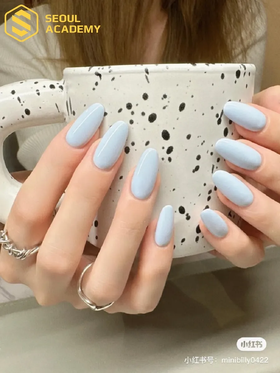 Nail xanh da trời pastel tươi mát, tôn da và cực kỳ trẻ trung