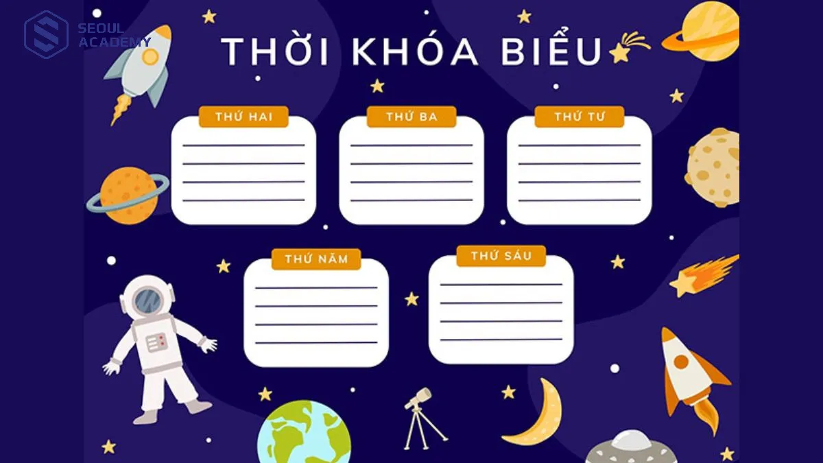 Mẫu thời khóa biểu phi hành gia đặc biệt cho các bé trai