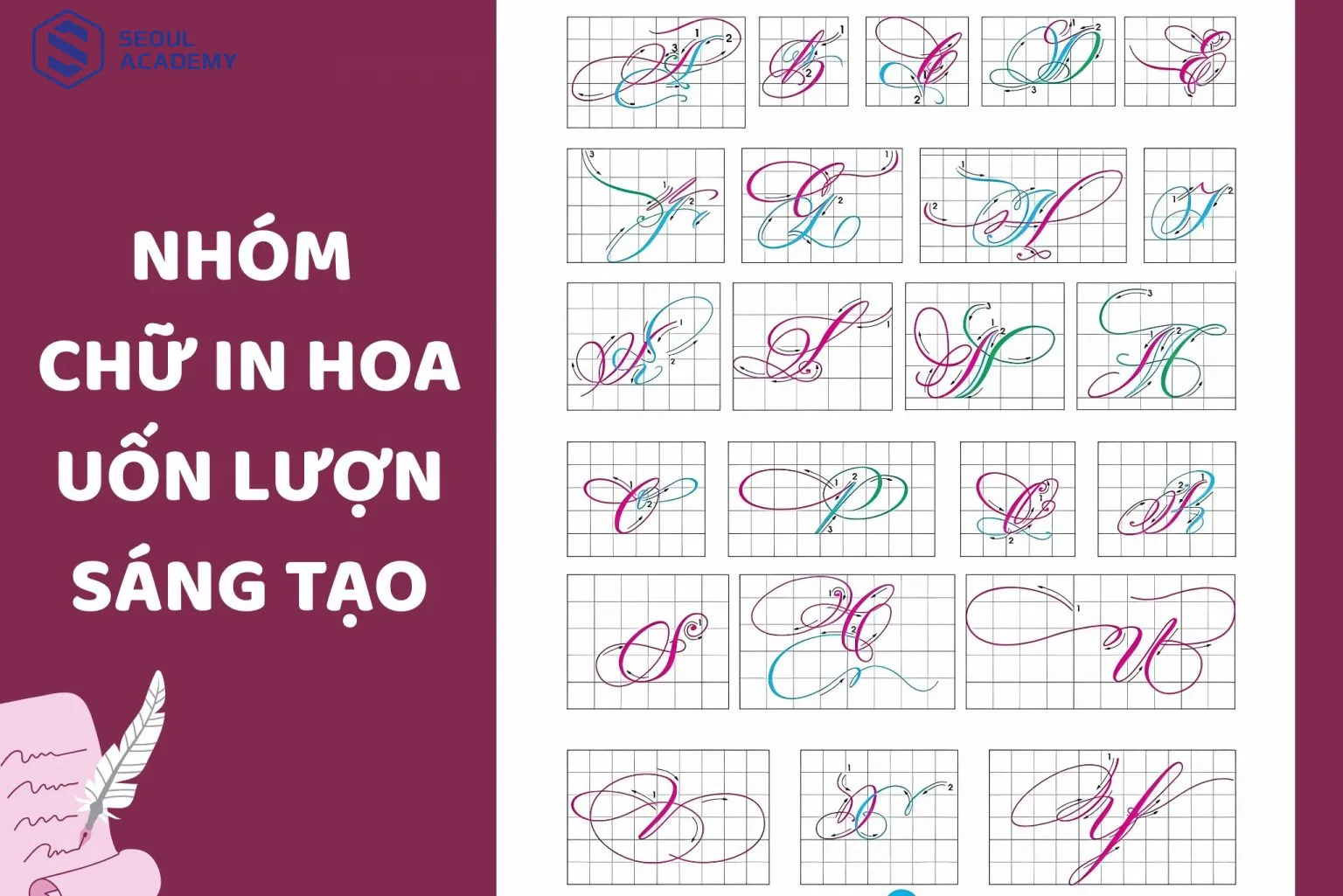 Mẫu bảng chữ in hoa uốn lượng
