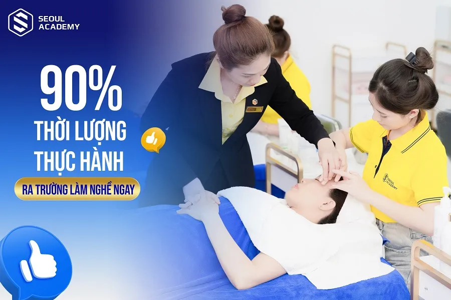 Học nghề tại Seoul Academy học viên có đến 90% thời lượng thực hành