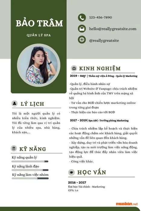 Mẫu cv xin việc ngành spa - Số 2