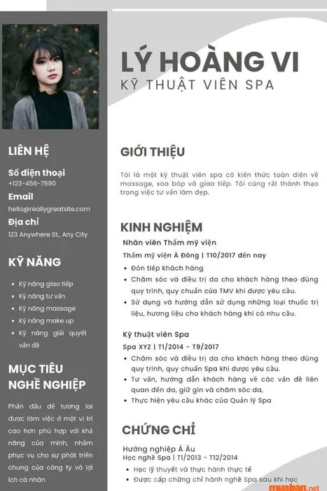 Mẫu cv xin việc ngành spa - Số 3