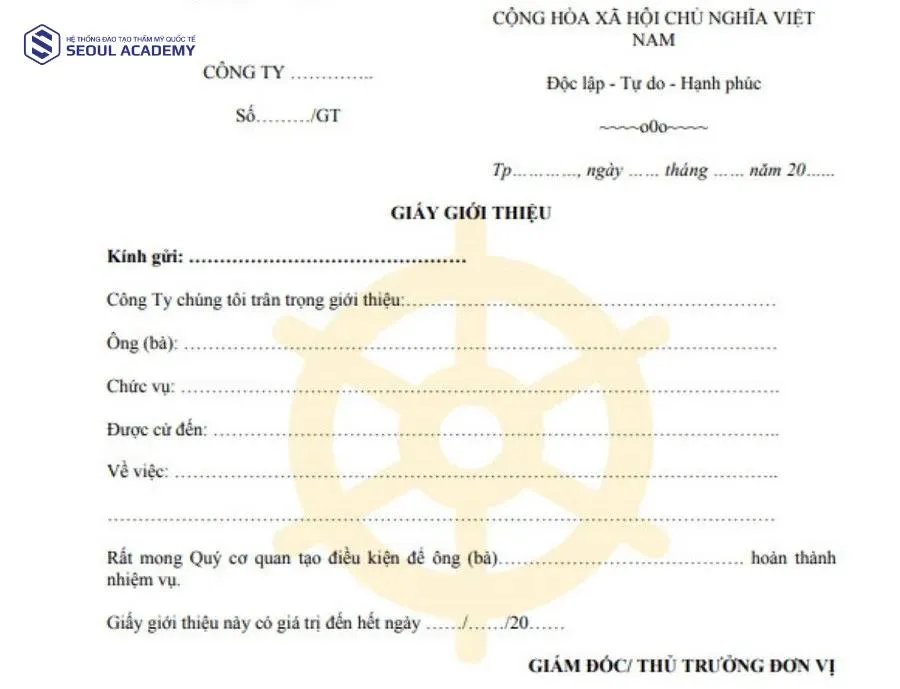 Mẫu giấy giới thiệu phổ biến cho các doanh nghiệp sử dụng cử nhân viên đi công tác