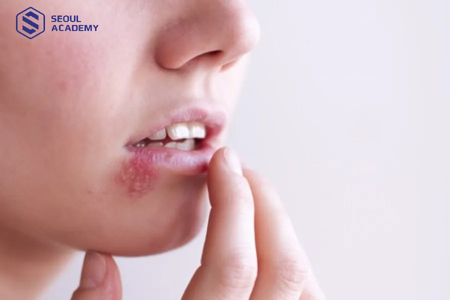 Mụn nước lan rộng ra khỏi vùng da môi