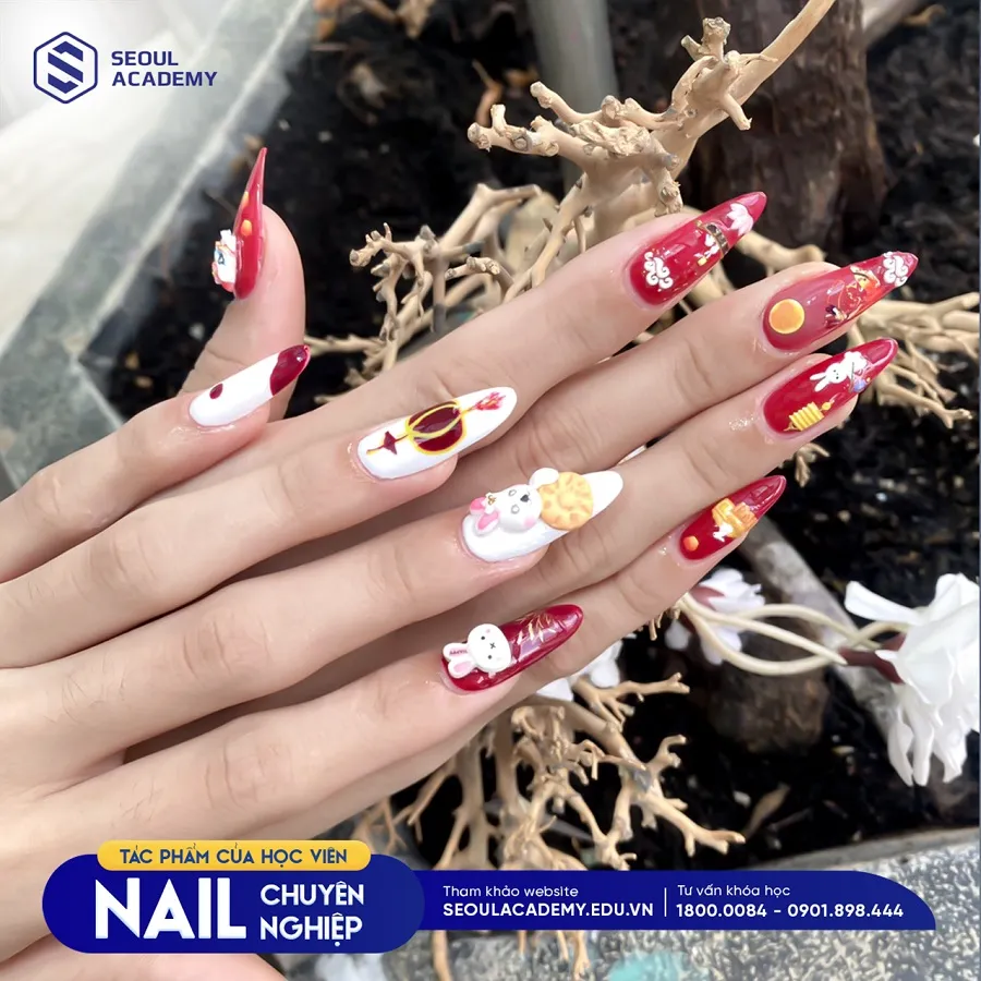 Tác phẩm nail thiết kế 3D chuyên nghiệp của học viên tại Seoul Academy 