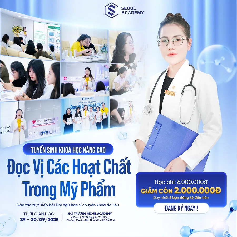 Khóa học đọc vị các hoạt chất trong mỹ phẩm tại Seoul Academy  sẽ giúp bạn làm chủ bảng thành phần mỹ phẩm