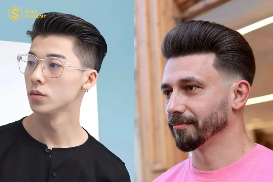 Pompadour Fade kết hợp kỹ thuật cắt hiện đại và phong cách cổ điển giúp tôn lên sự lịch lãm cho các quý ông