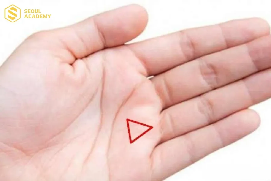 Hình tam giác nằm ở dưới ngón áp út là đại diện cho danh tiếng và sự giàu có