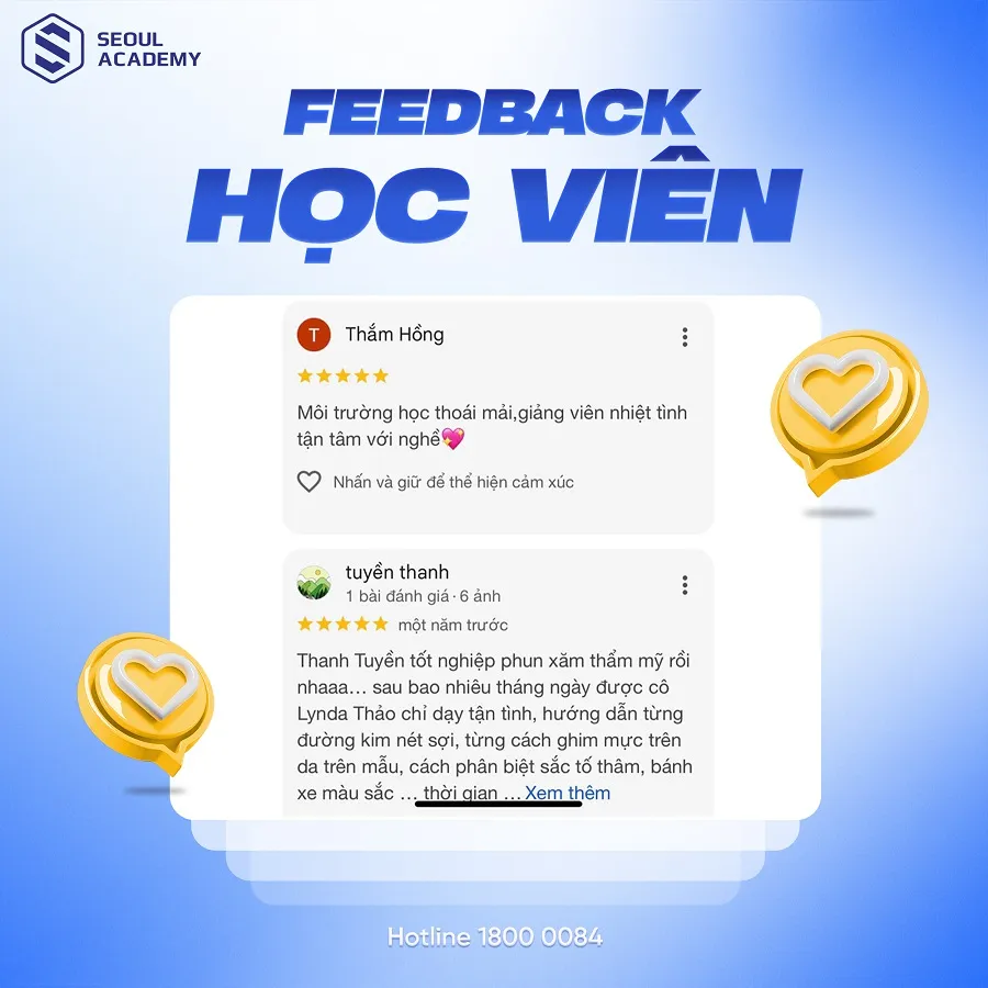 Theo học viên N.T.H. (khóa 06/2025), lớp có 80–90% thực hành, dễ theo kịp dù là người mới.