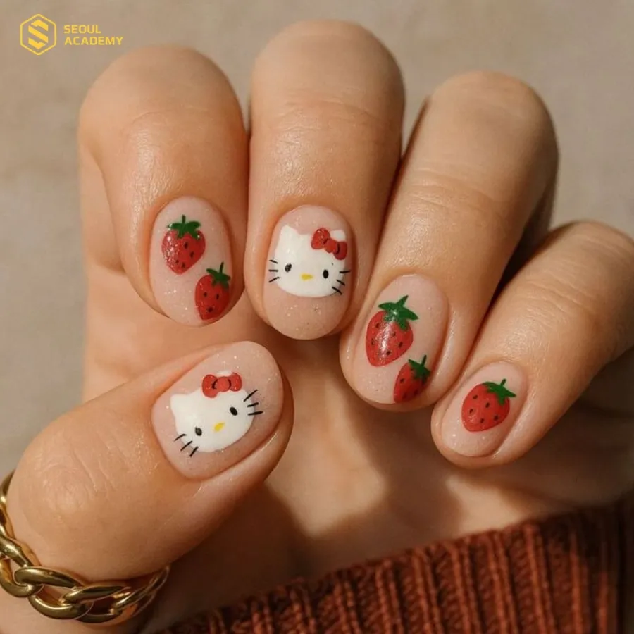 Những bộ móng hello kitty gắn charm bạn phải đặc biệt chăm sóc kỹ hơn