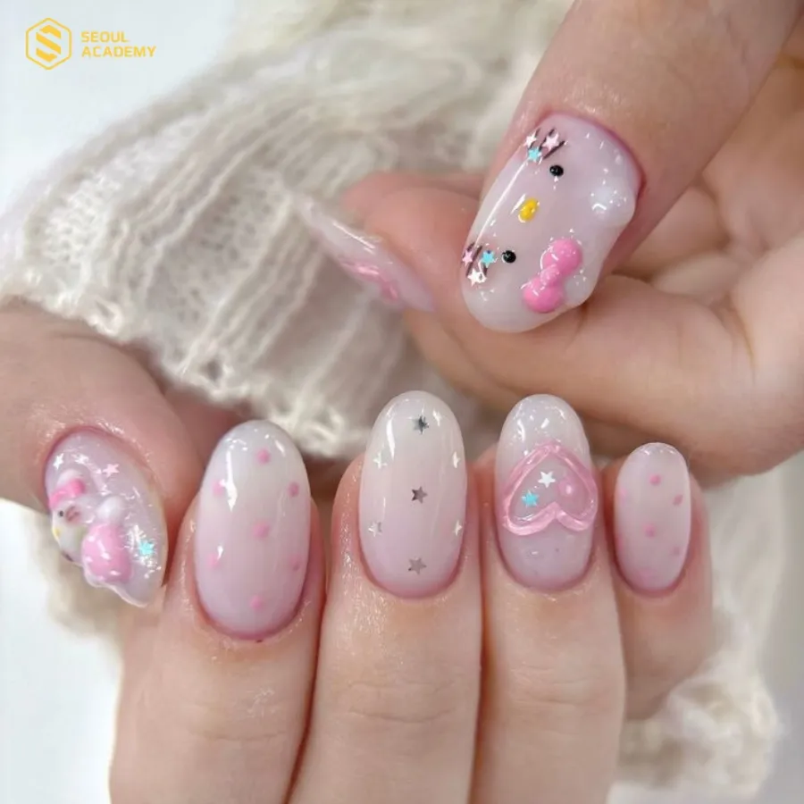 Mẫu nail họa tiết đáng yêu này là chân ái cho những buổi đi dạo hay hẹn hò 