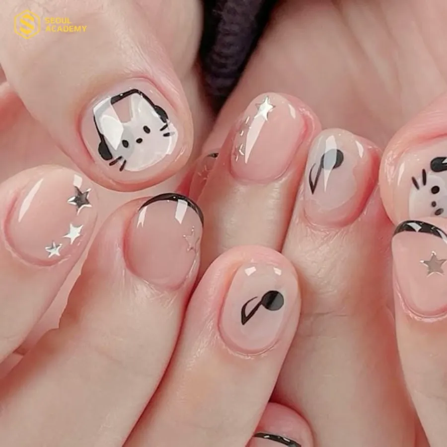 Nàng nào thích sự cá tính nổi bật thì mẫu nail phối trắng đen là lựa chọn hoàn hảo