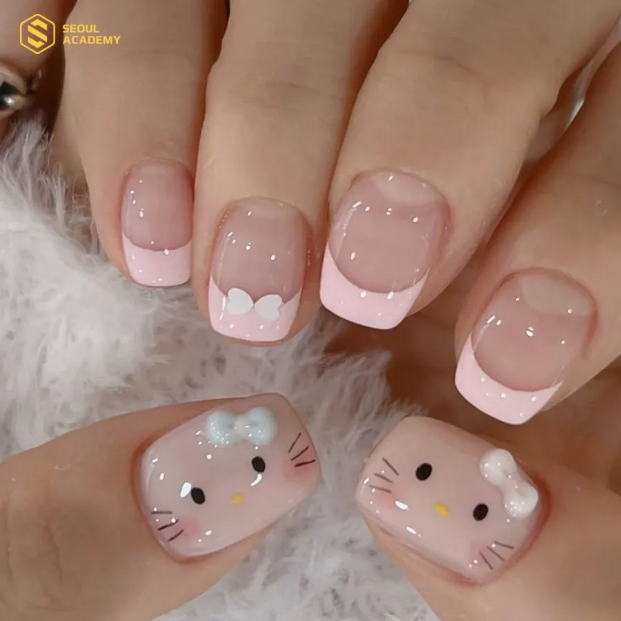 Sự nhẹ nhàng của mẫu nail này rất thích hợp cho các bạn học sinh, sinh viên