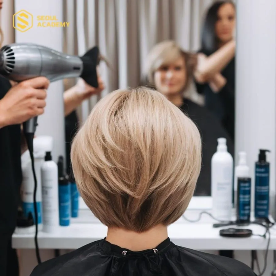 Bạn hãy tham khảo ý kiến của thợ tạo mẫu tóc để được tư vấn kiểu tóc và màu nhuộm phù hợp với gương mặt