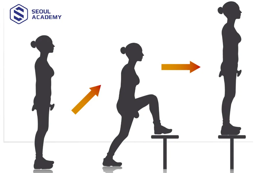 Bài tập giảm mỡ đùi Step-Ups đơn giản