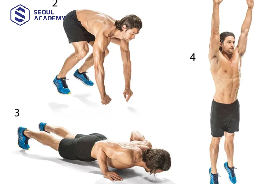 Burpees kết hợp nhiều tư thế giảm mỡ toàn thân hiệu quả