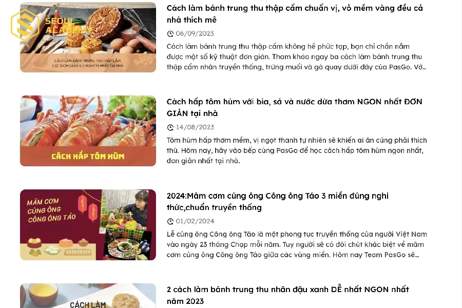 Pasgo hướng dẫn nhiều công thức nấu ăn ngon