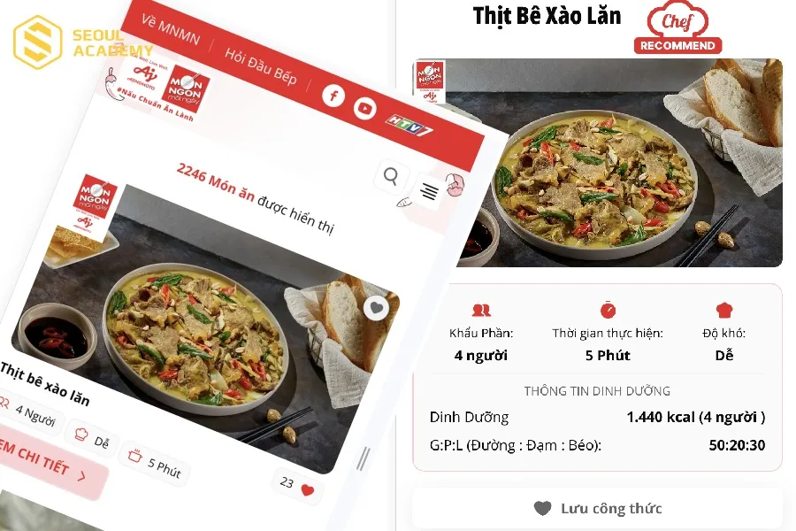 monngonmoingay.com với nhiều công thức dạy nấu ăn