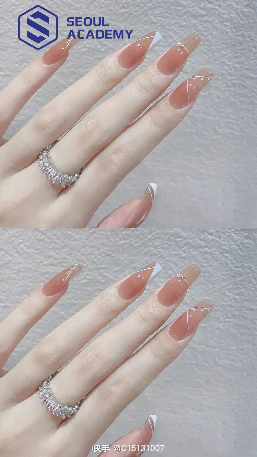 Điểm nhấn nhẹ nhàng giúp bộ móng bớt đơn điệu nhưng vẫn giữ nét thanh lịch