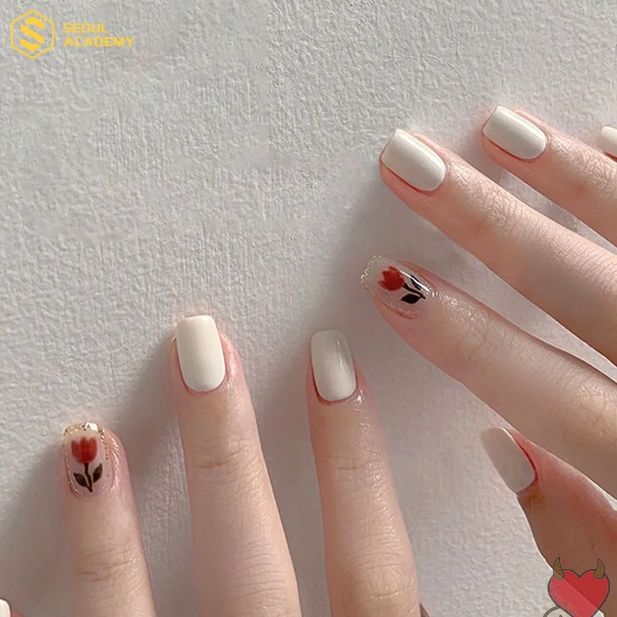 Nail trắng sữa nhám đơn giản Nail trắng sữa nhám đơn giản