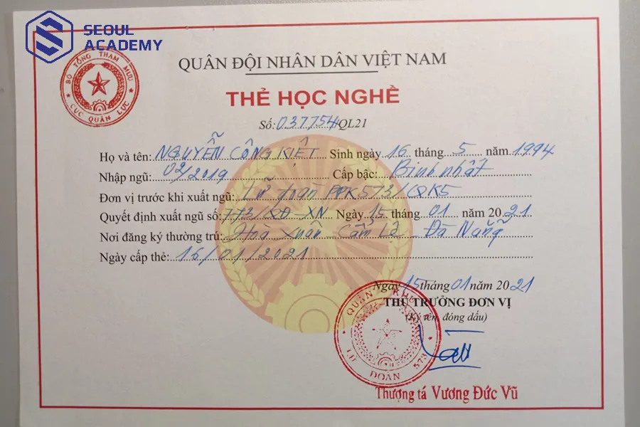 Sau khi xuất ngũ, bộ đội được nhận thẻ học nghề quân đội Sau khi xuất ngũ, bộ đội được nhận thẻ học nghề quân đội