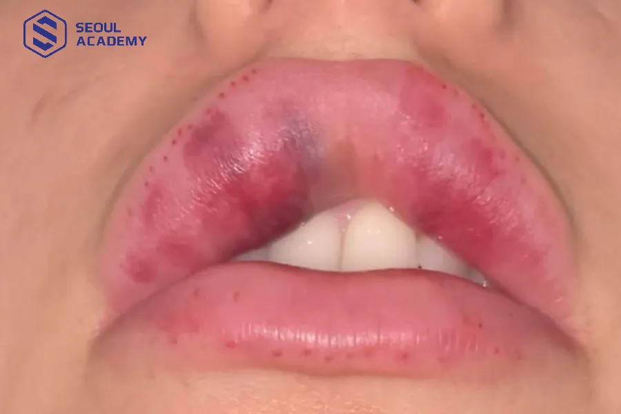 Vùng da bị sưng và bầm tím bất thường