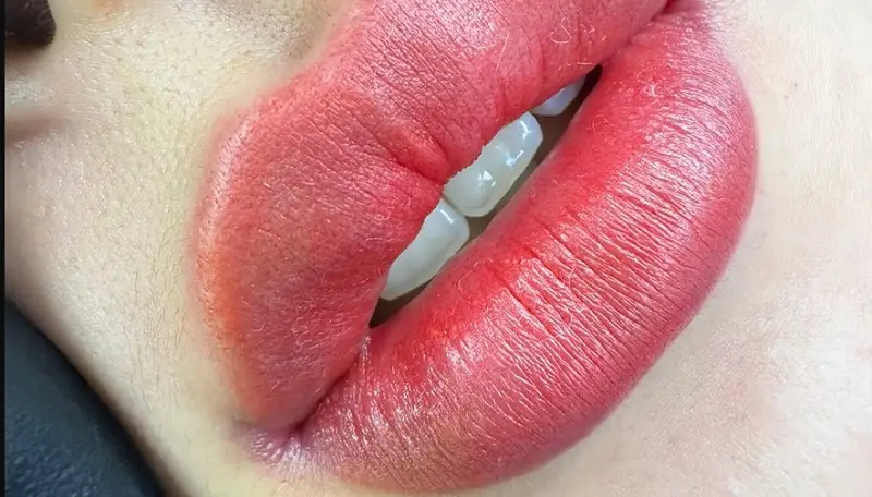 Hinh môi bị sưng nhẹ sau 2 ngày phun môi Hinh môi bị sưng nhẹ sau 2 ngày phun môi