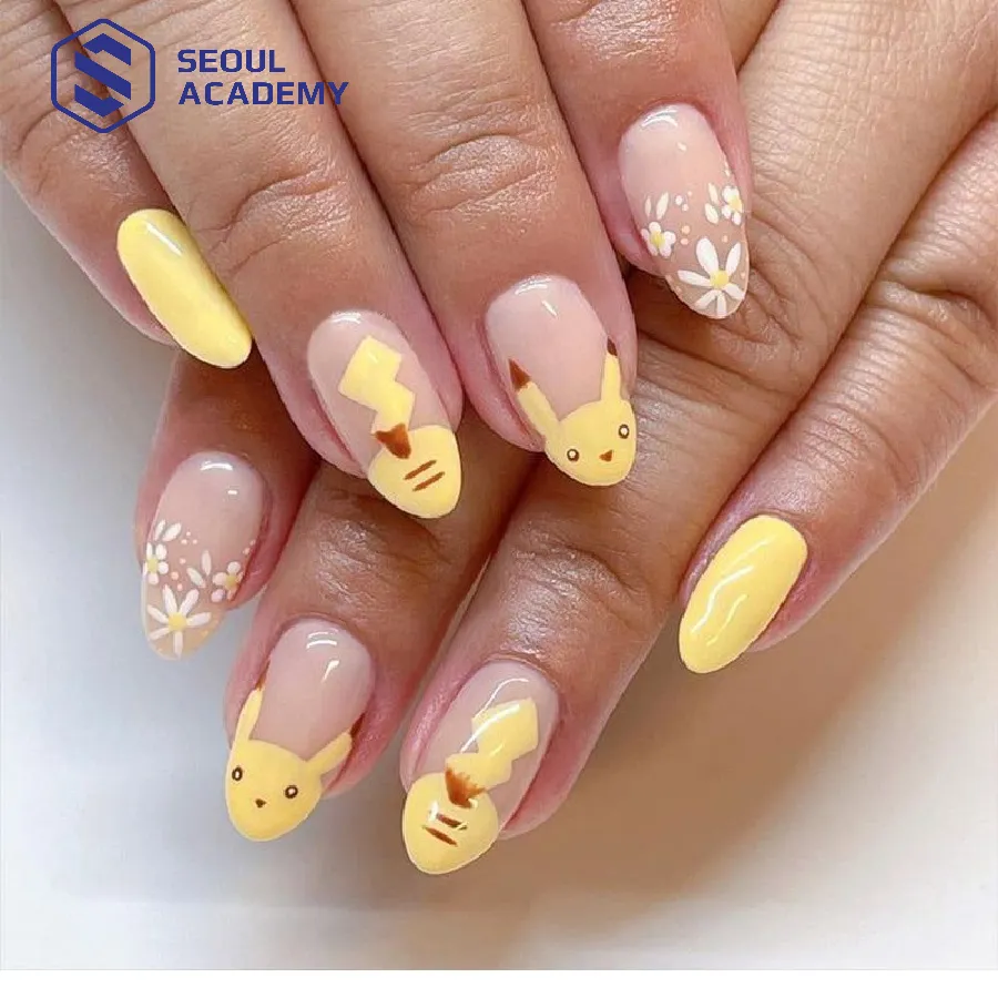 Sáng tạo với mẫu nail Pikachu