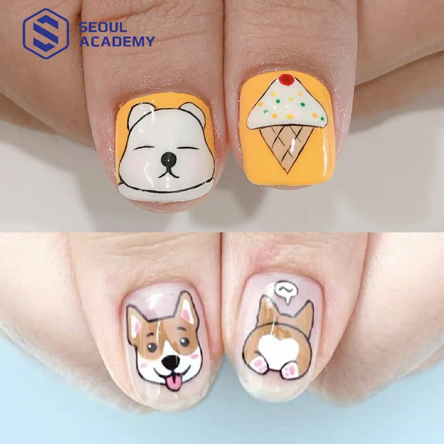 Nail hoạt hình chú chó Corgi