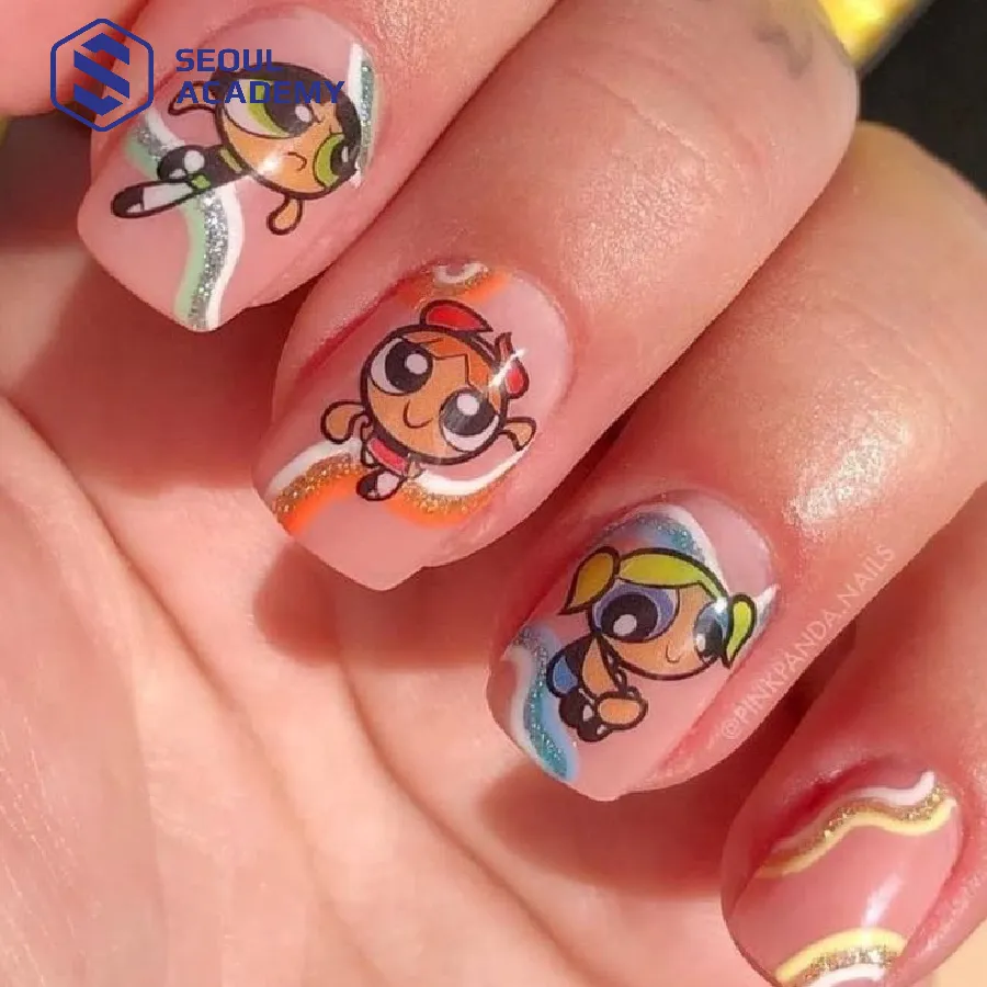 Nail hoạt hình Powerpuff Girl mới lạ, độc đáo