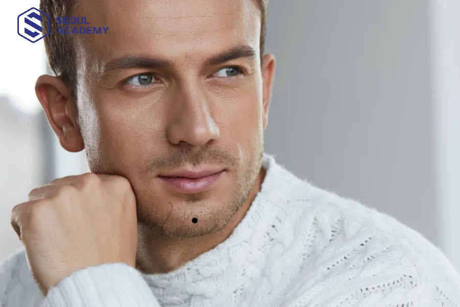 Vùng cằm thường có những sợi lông tài dài hơn bình thường