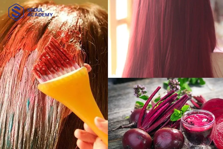 Màu tóc sau khi nhuộm với củ dền