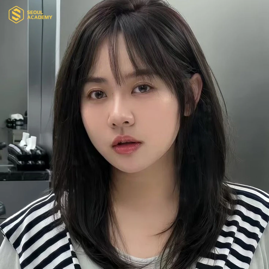 Kiểu tóc layer ngang bầu cho nàng có khuôn mặt tròn béo