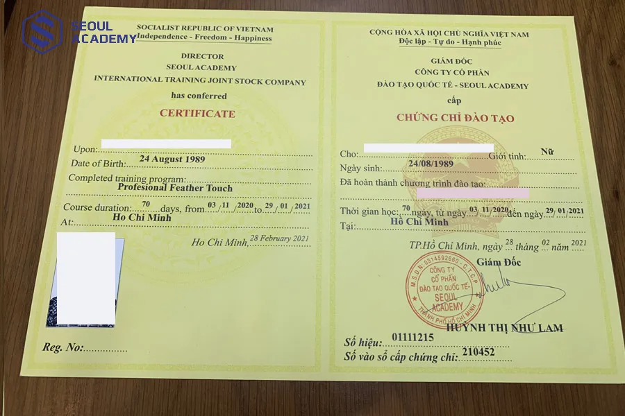 Chứng chỉ đào tạo do đơn vị đào tạo cấp