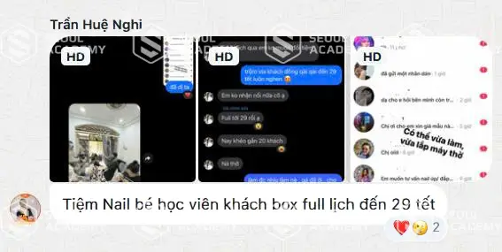 Học viên khoe khách book full lịch làm nail đến 29 tết