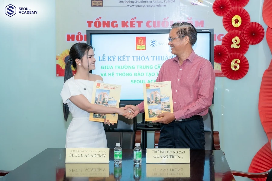 Lễ ký kết hợp tác chiến lược giữa Seoul Academy và trường Trung cấp Quang Trung đã diễn ra thành công rực rỡ
