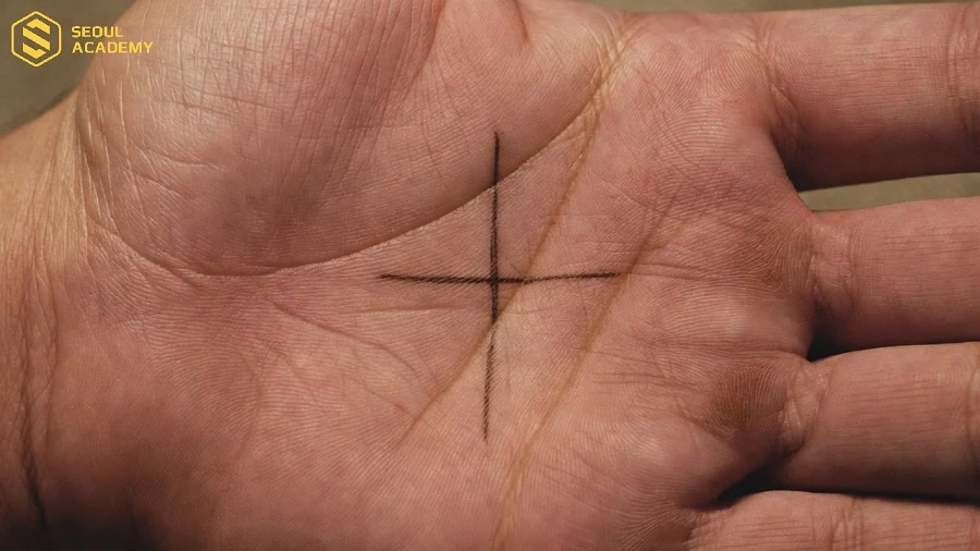Chữ thập nằm giữa lòng bàn tay cho thấy chủ nhân là người thông minh, có khả năng nhìn thấu bản chất sự vật