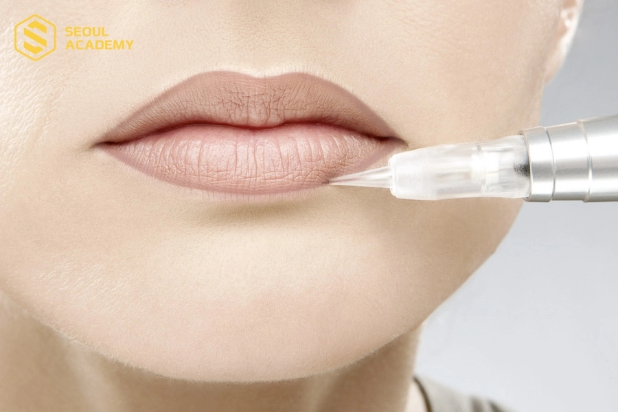 Môi nhợt nhạt, kém sắc do dùng nhiều mực trắng