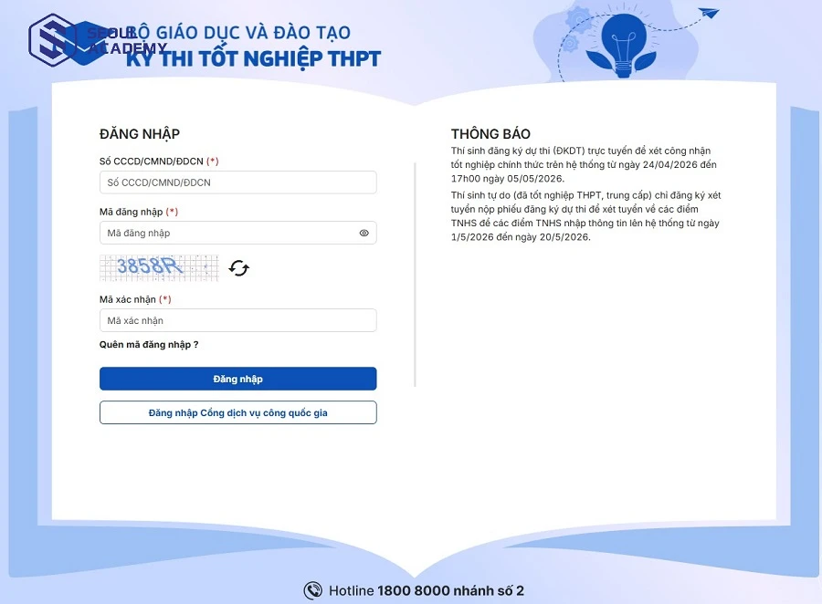 Truy cập vào địa chỉ website chính thức của Bộ Giáo dục và Đào tạo thực hiện thanh toán lệ phí nguyện vọng Đại học