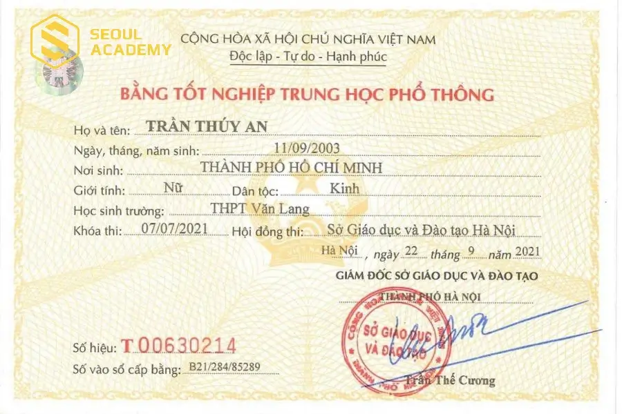 Mặt trong mẫu bằng F168 liên minh okvip THPT mới được áp dụng hiện nay