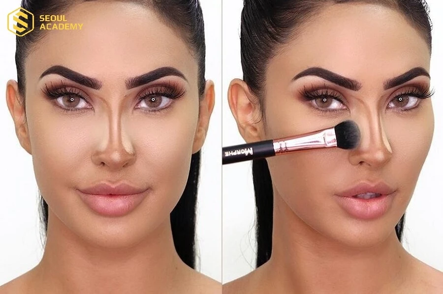 Dựa trên các nguyên tắc bánh xe màu sắc để tạo khối và highlight khuôn mặt ấn tượng hơn