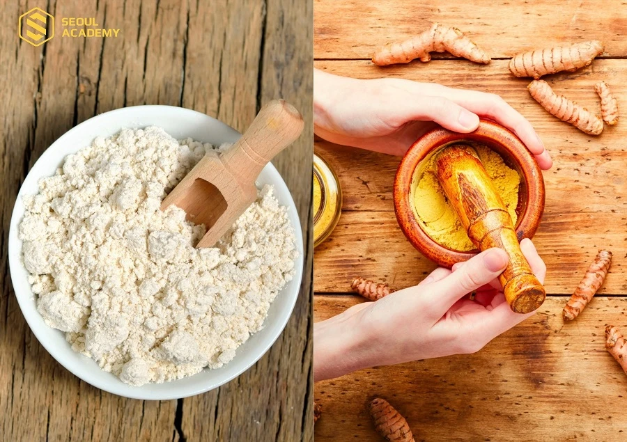 Kết hợp tinh bột nghệ và bột yến mạch giúp làm sạch tế bào da chết hiệu quả