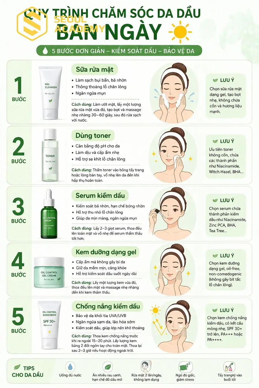 Chăm sóc da dầu vào ban ngày chú trọng bảo vệ da