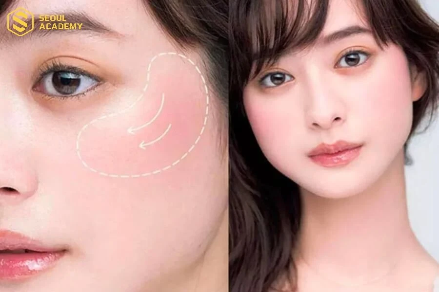 Sử dụng má hồng đúng cách giúp tổng thể khuôn mặt dài cân đối hơn