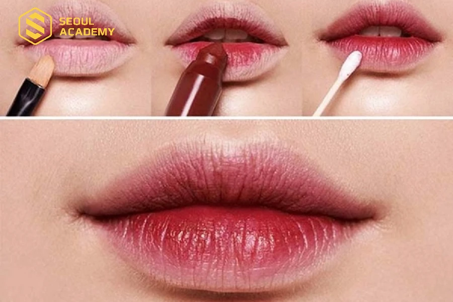 Dùng kem che khuyết điểm tạo hiệu ứng môi mỏng